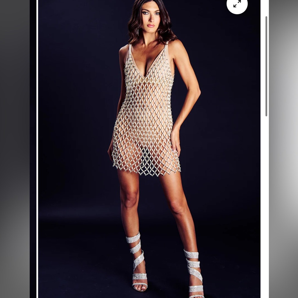 ARIELLE PEARL BEADED MINI DRESS
